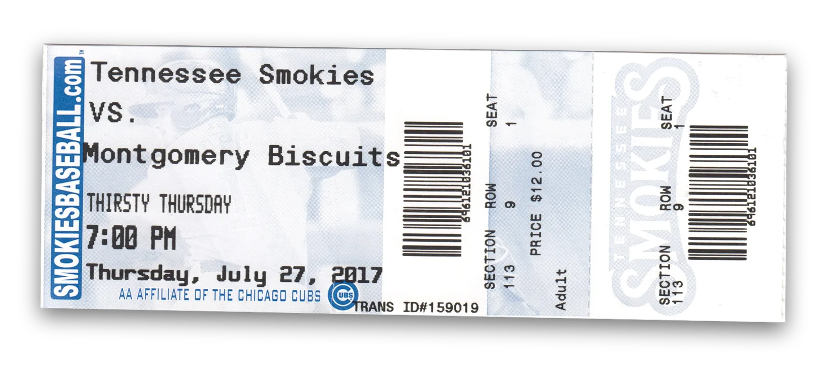 Tennessee Smokies ticket vs Montgomery Biscuits, Thirsty Thursday
